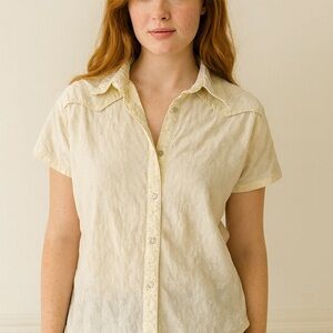 WRANGLER Cream Button-Up Women's Top